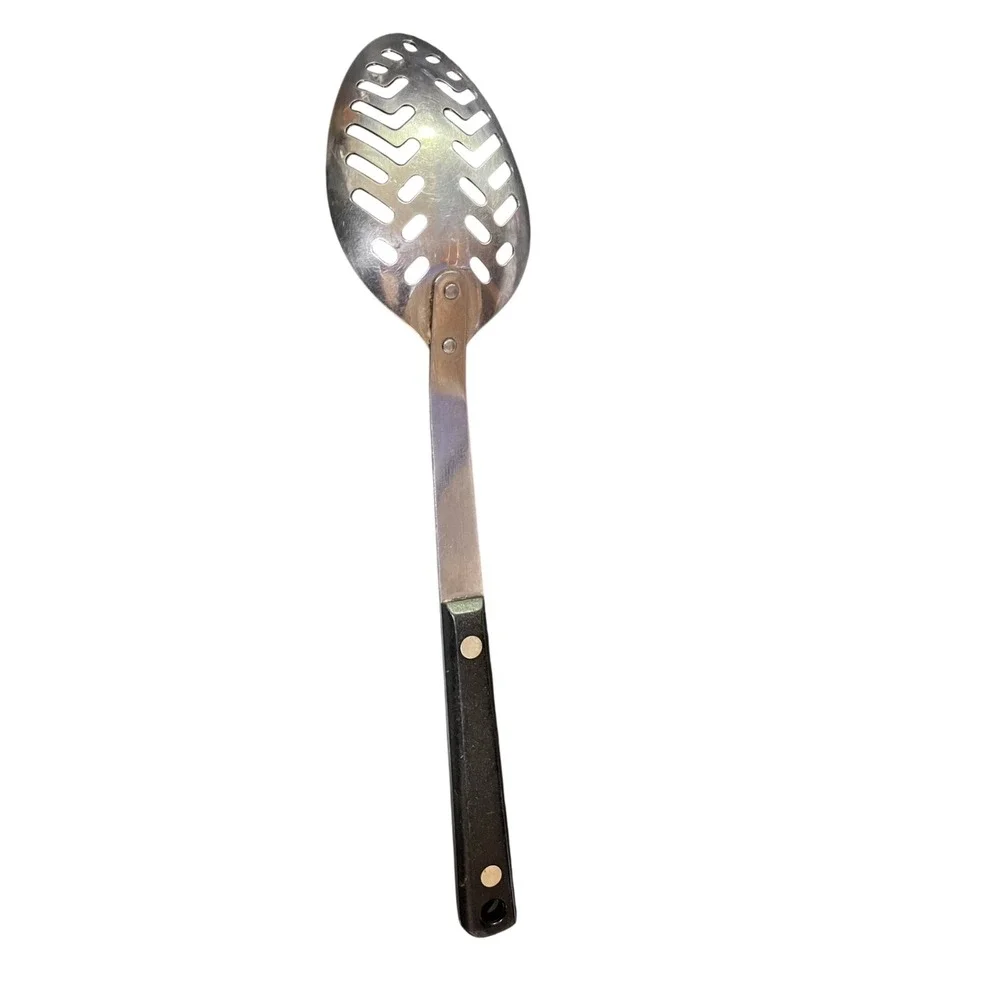 ECKO‎ Vanadium Slotted Spoon Server Stainless Steel Black Handle Kitchen Utensil